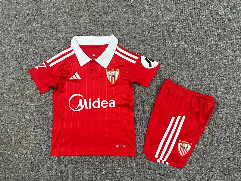 Kids-Sevilla 25/26 Away Red Soccer Jersey
